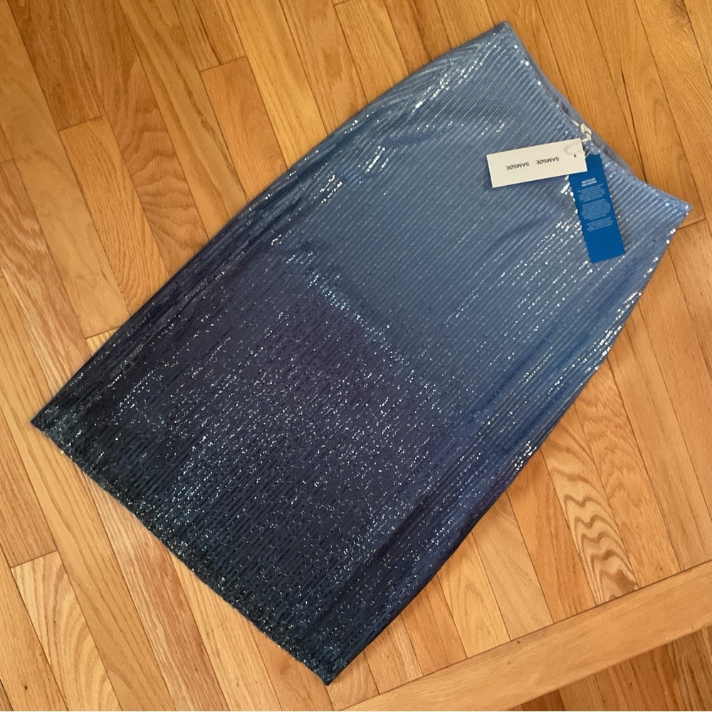 New - Samsoe blue ombré sequin Saagneta skirt 15160 Ombre Heron